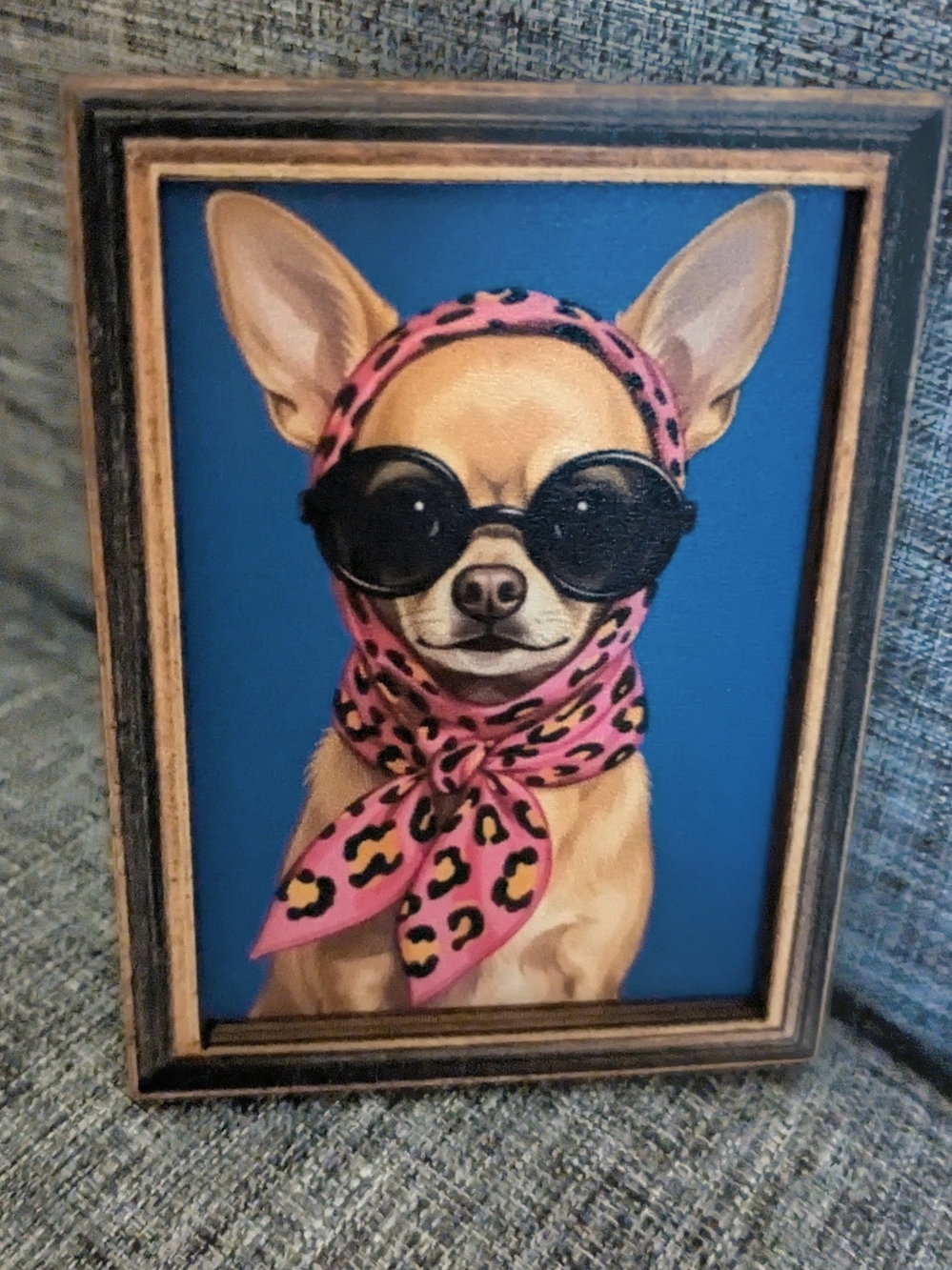 Cute Chihuahua Wearing A Leopard Pink Scarf And Sunglasses Art Print Magnet